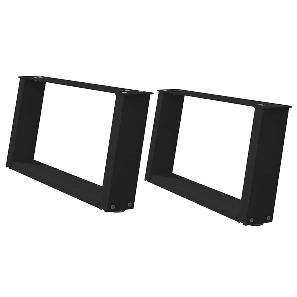 2 db U alakú dohányzóasztal láb fekete 60 x (30-31) cm acél dohányzóasztal láb