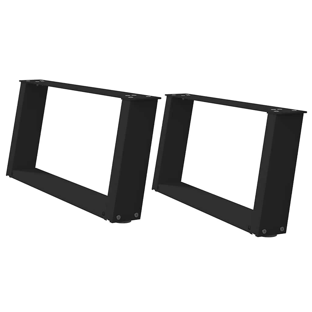 2 db U alakú dohányzóasztal láb fekete 70 x (30-31) cm acél dohányzóasztal láb