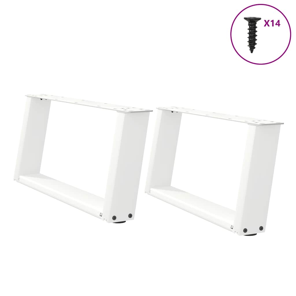 2 db U alakú fehér dohányzóasztal láb 70 x (30-31) cm acél