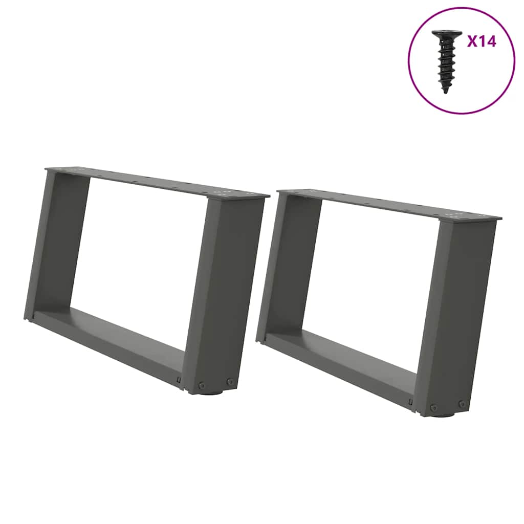 2 db antracitszürke, U alakú acél dohányzóasztal láb 70 x (30-31) cm