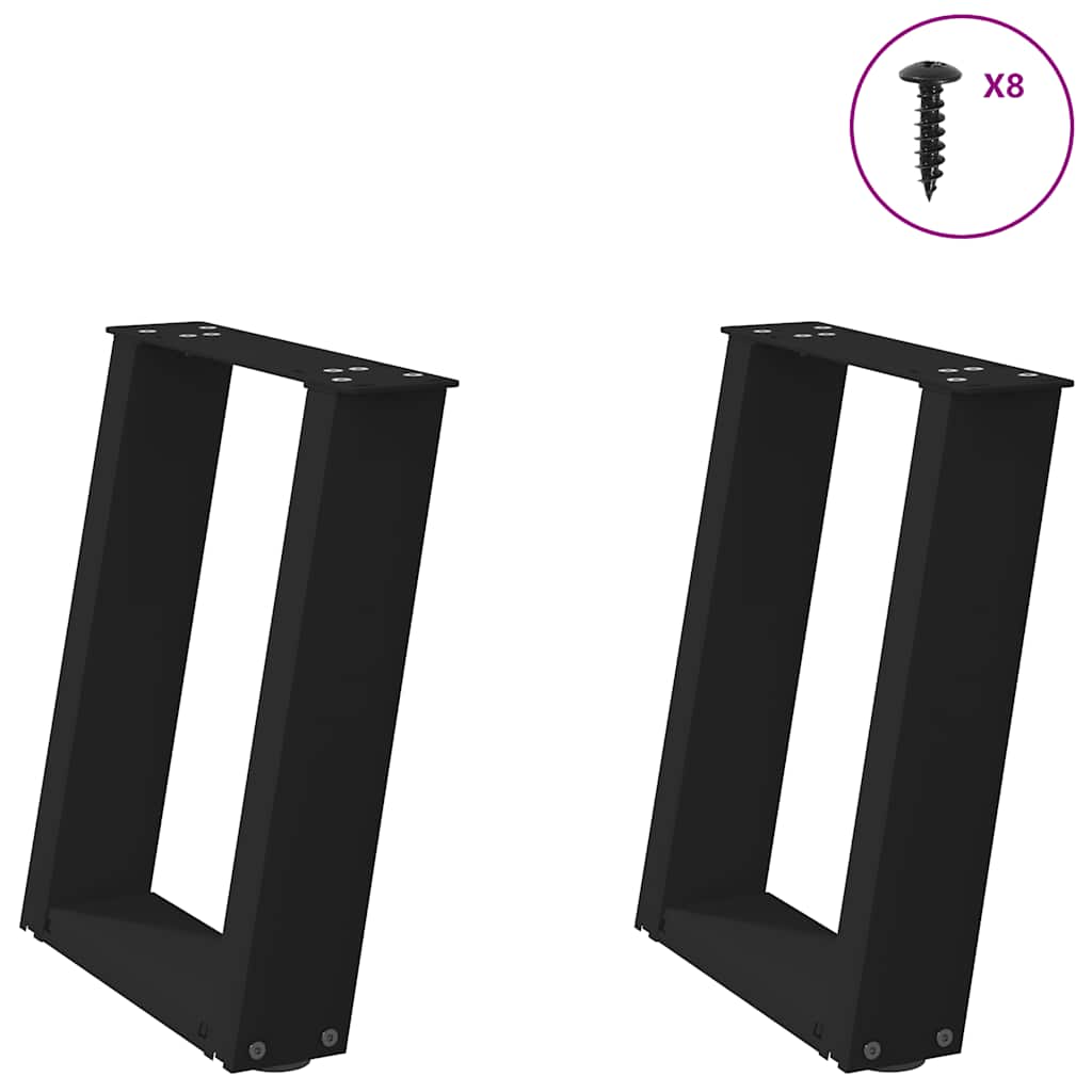 2 db U alakú dohányzóasztal láb fekete 28 x (42-43) cm acél dohányzóasztal láb