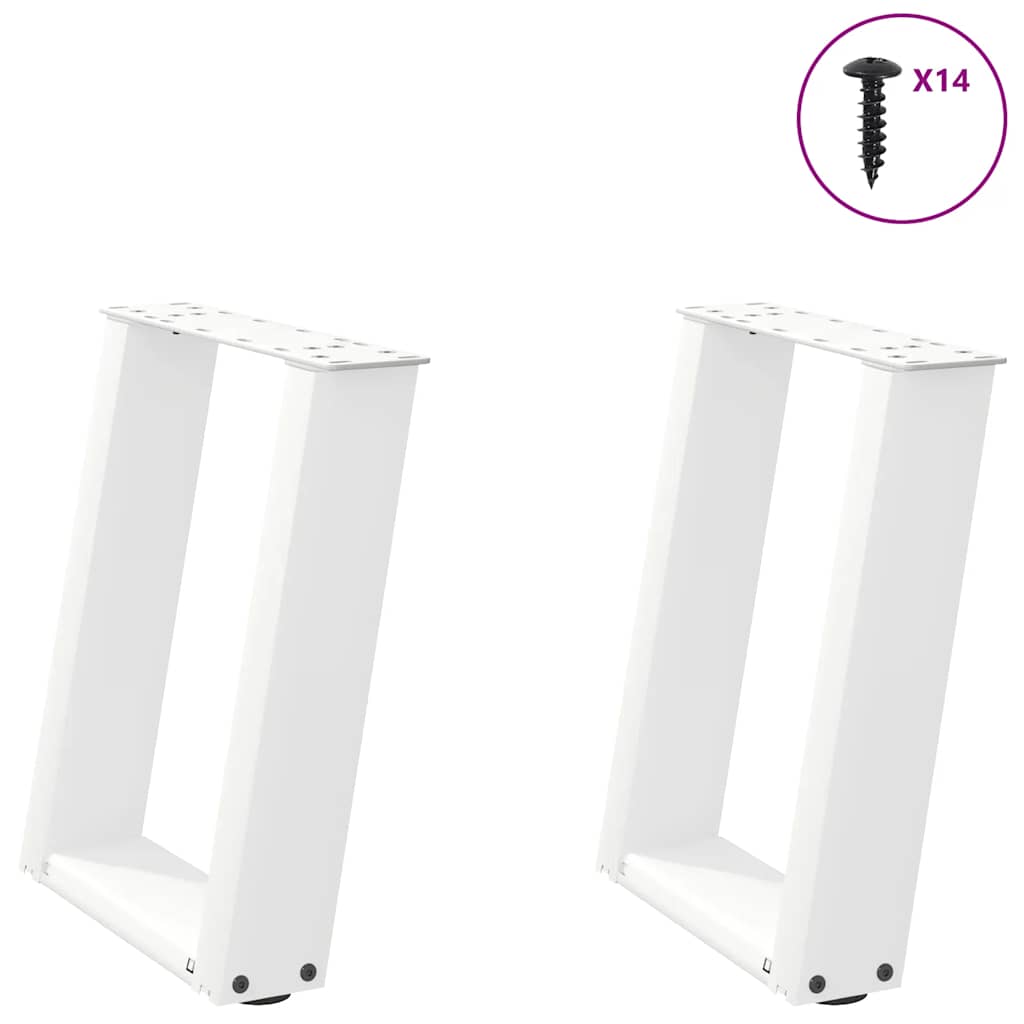 2 db U alakú fehér dohányzóasztal láb 38x(42-43) cm acél
