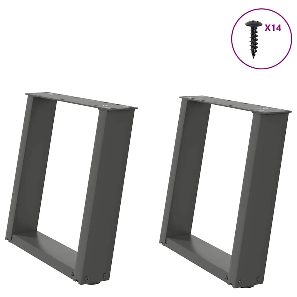 2 db antracitszürke, U alakú acél dohányzóasztal láb 50 x (42-43) cm
