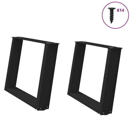 2 db U alakú dohányzóasztal láb fekete 60 x (42-43) cm acél dohányzóasztal láb