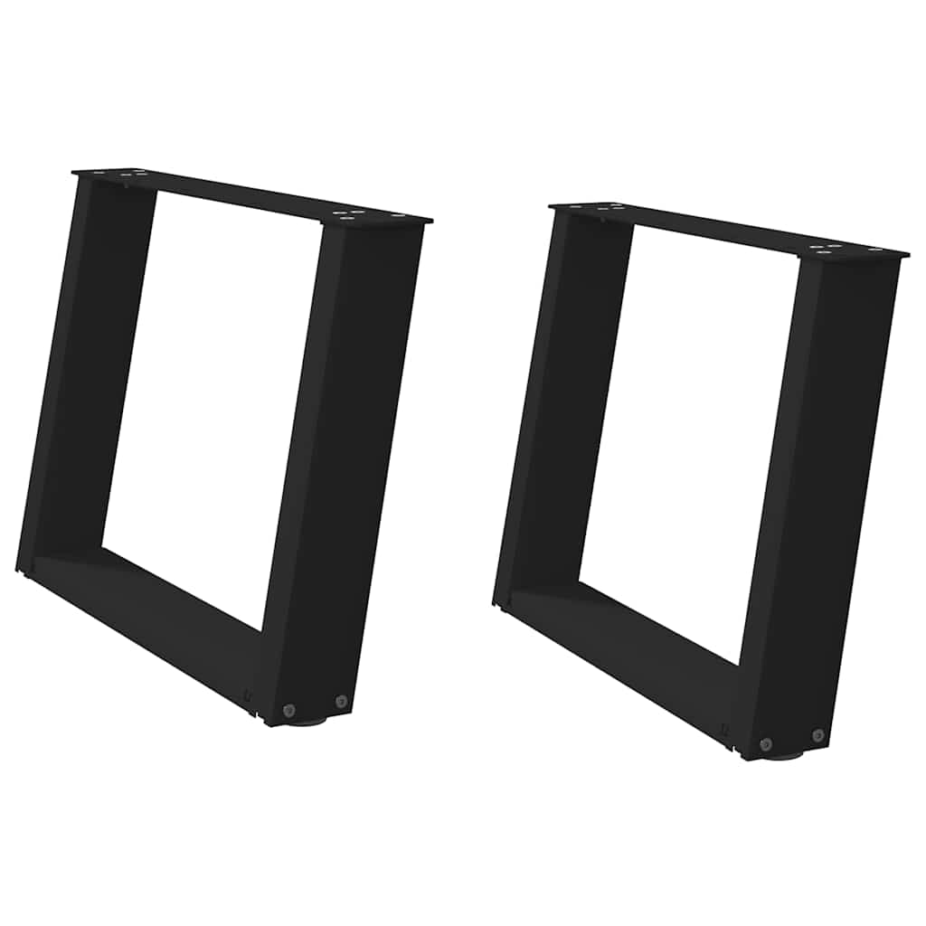 2 db U alakú dohányzóasztal láb fekete 60 x (42-43) cm acél dohányzóasztal láb