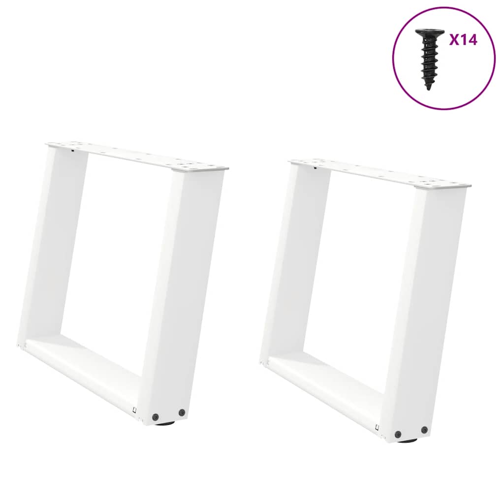 2 db U alakú dohányzóasztal láb fehér 60 x (42-43) cm acél dohányzóasztal láb