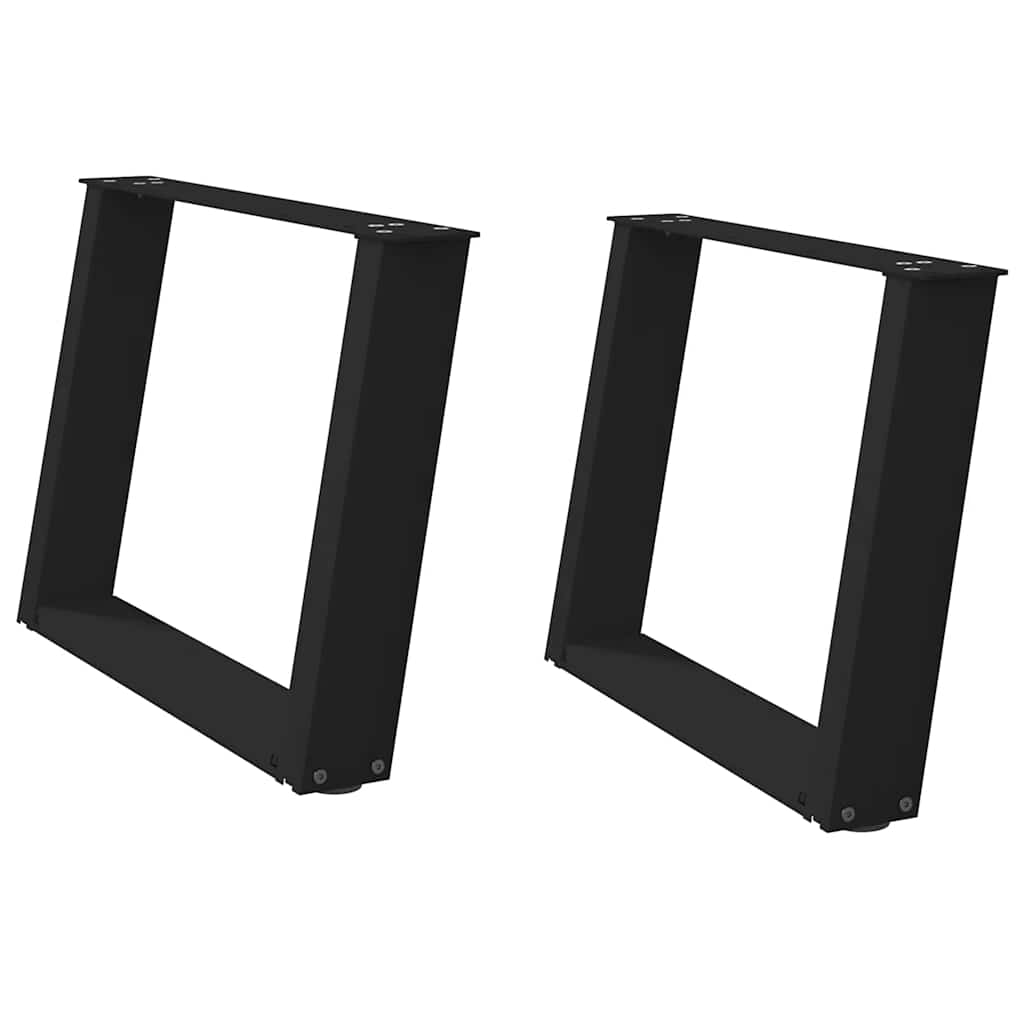 2 db U alakú dohányzóasztal láb fekete 70 x (42-43) cm acél dohányzóasztal láb