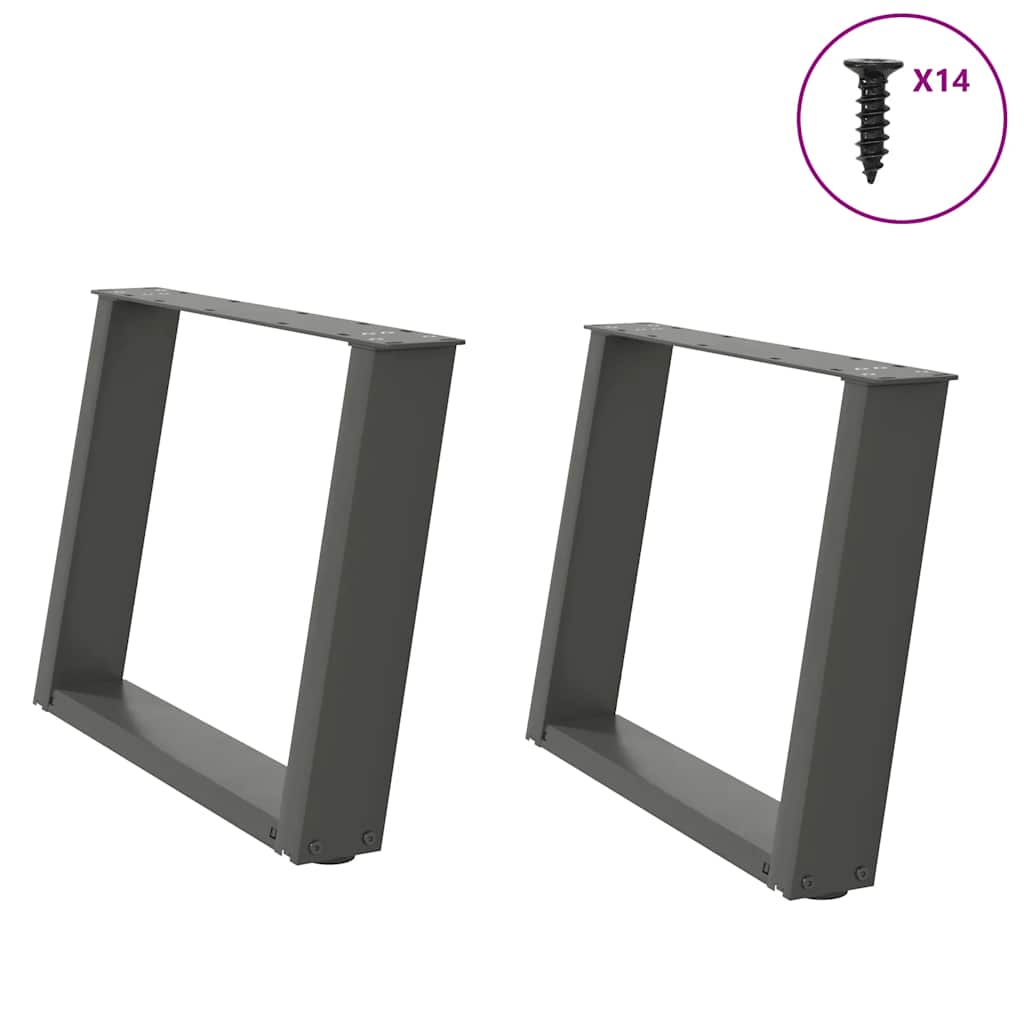 2 db antracitszürke, U alakú dohányzóasztal láb 70 x (42-43) cm acél