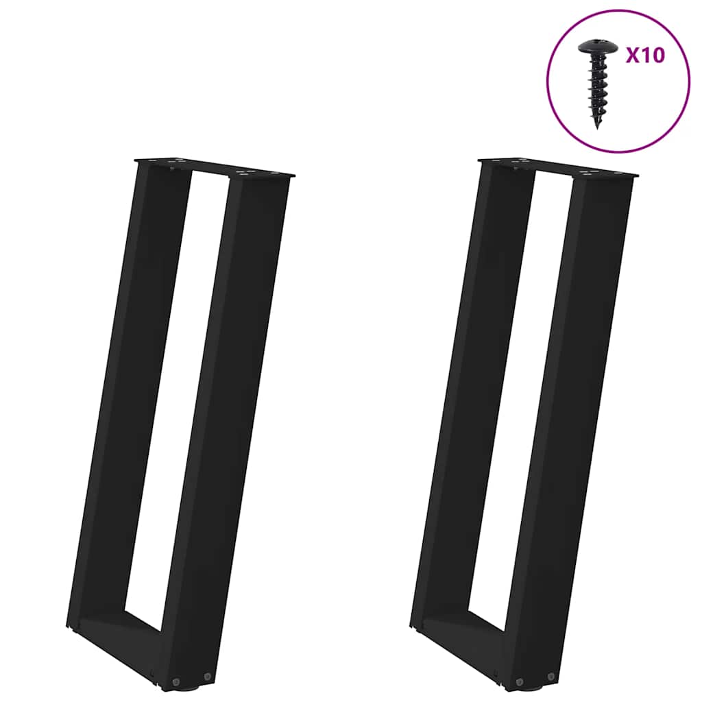 2 db fekete, U alakú acél konzolasztal láb 28 x (72-73) cm