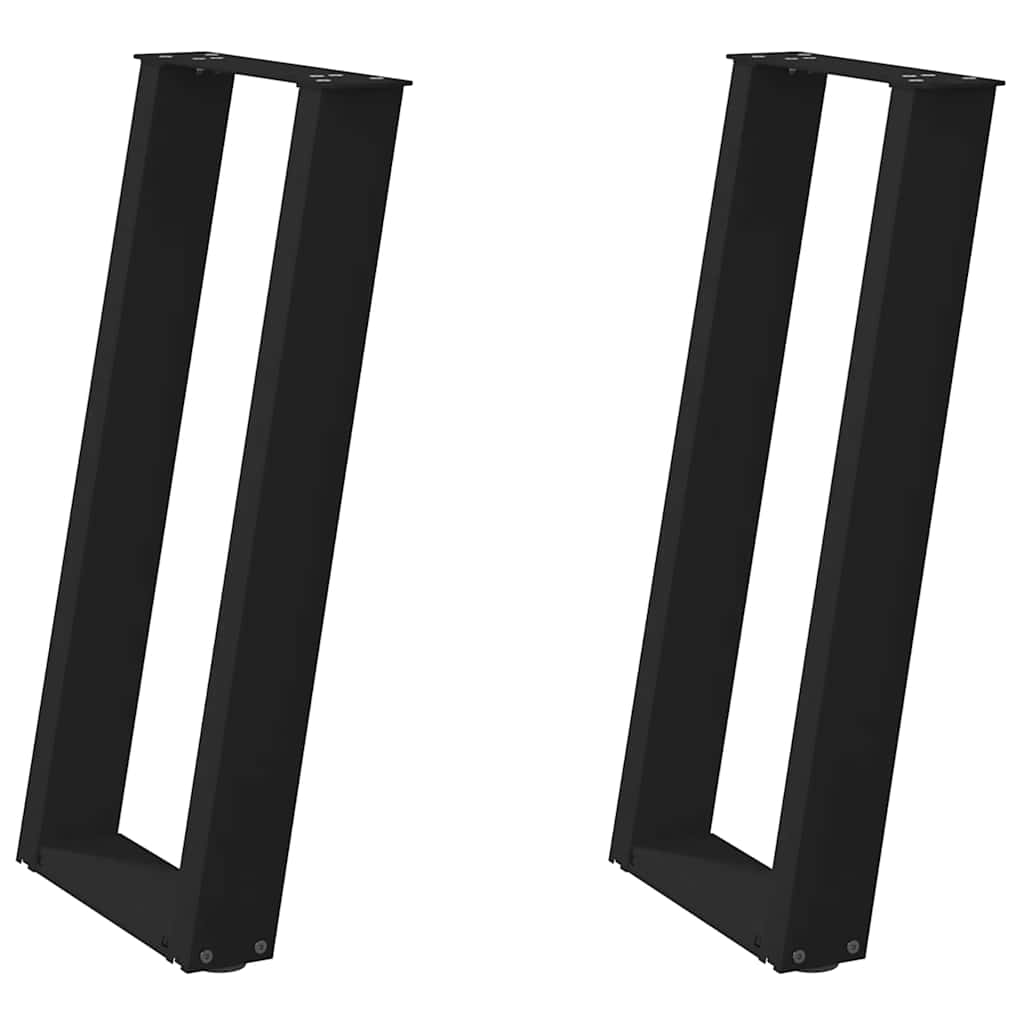 2 db fekete, U alakú acél konzolasztal láb 28 x (72-73) cm