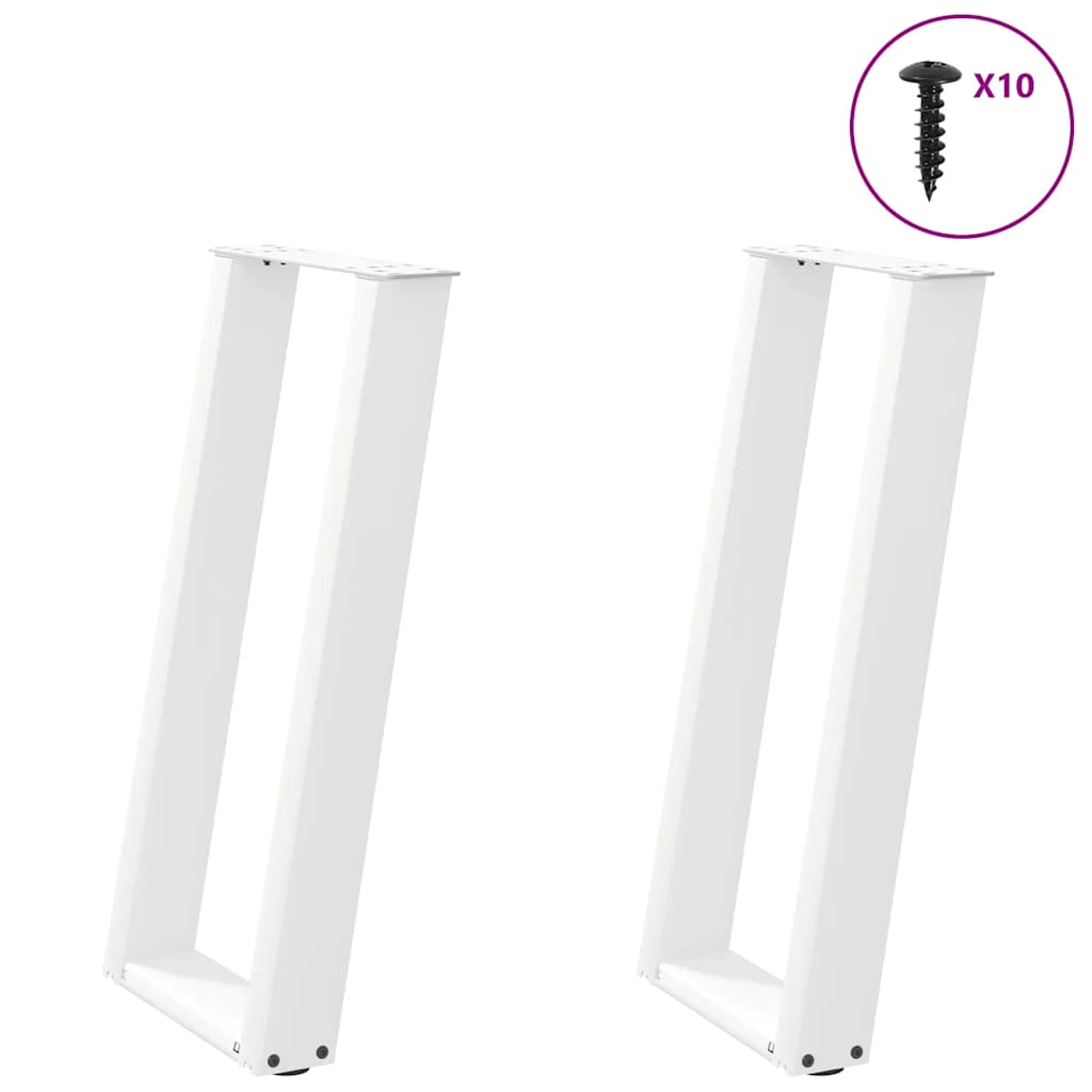 2 db fehér U alakú konzolasztal láb 28 x (72-73) cm acél