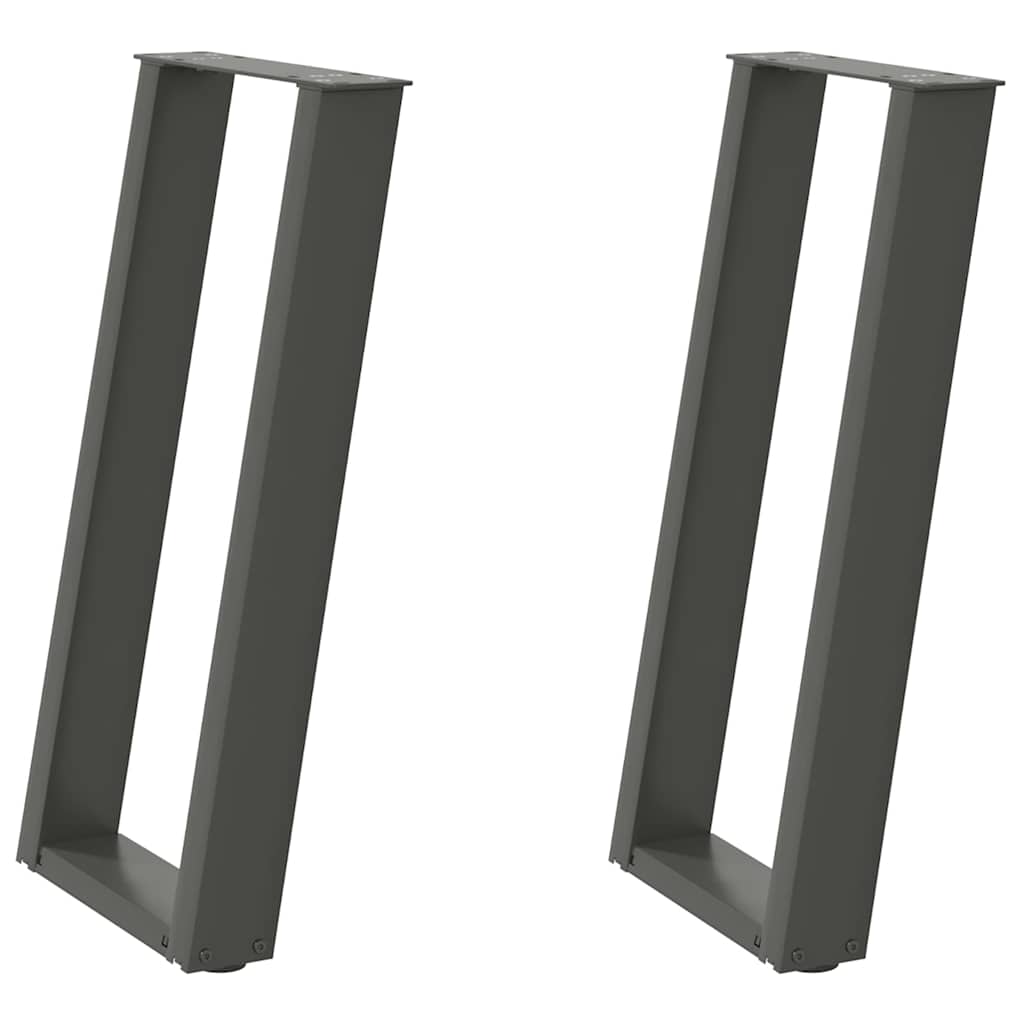 2 db antracitszürke U-alakú acél konzolasztal láb 28x(72-73) cm