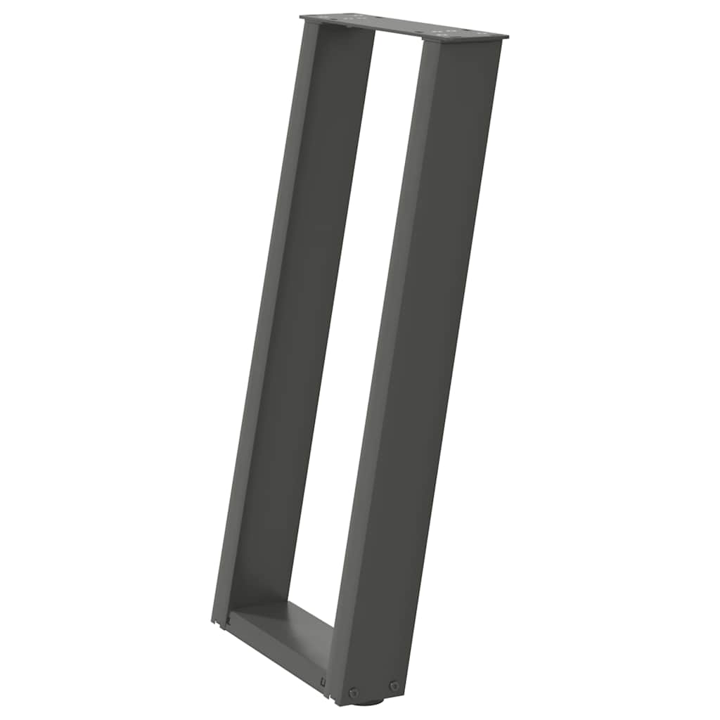 2 db antracitszürke U-alakú acél konzolasztal láb 28x(72-73) cm