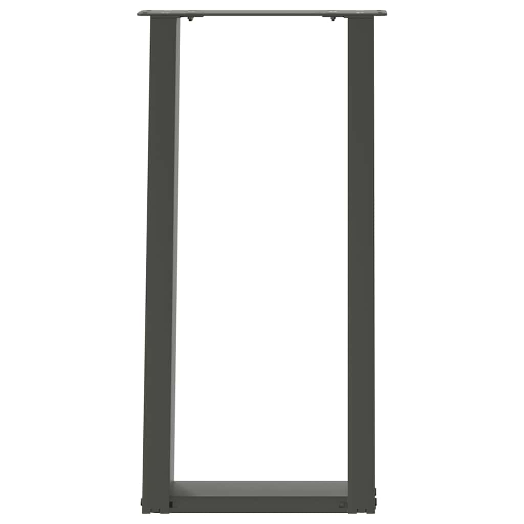 2 db antracitszürke U-alakú acél konzolasztal láb 28x(72-73) cm