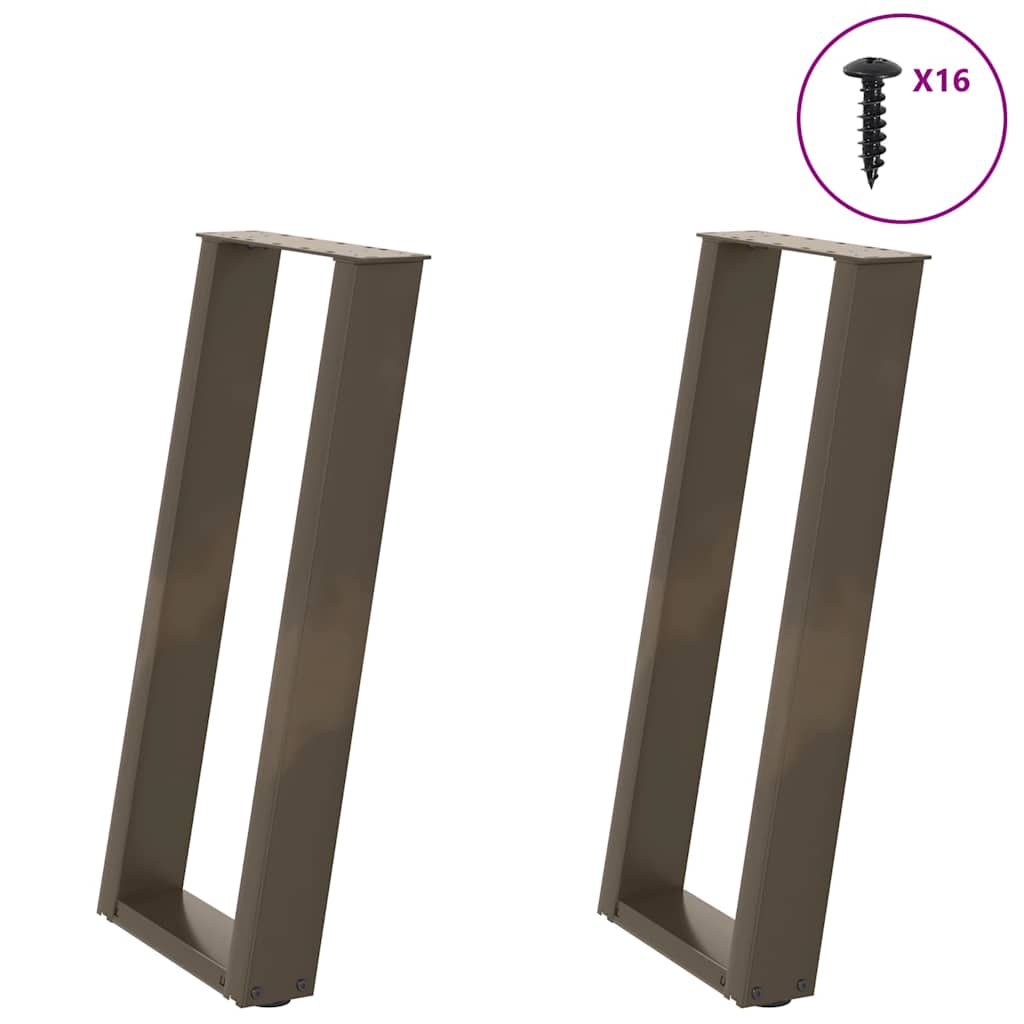 2 db U alakú natúr acél konzolasztal láb 38x(72-73) cm
