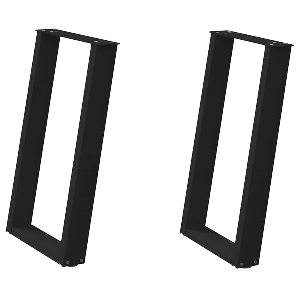 2 db U alakú étkezőasztal láb fekete acélból 50 x (72-73) cm