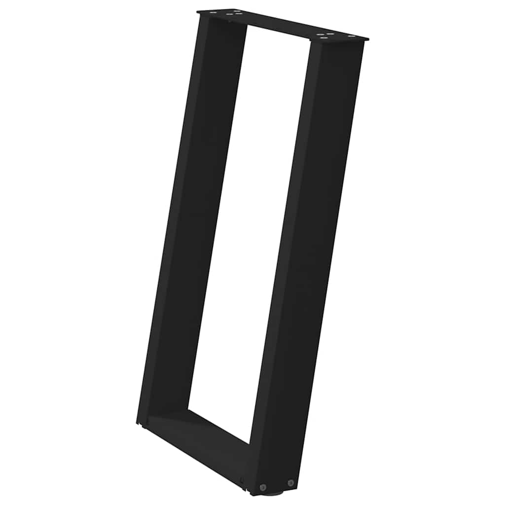 2 db U alakú étkezőasztal láb fekete acélból 50 x (72-73) cm