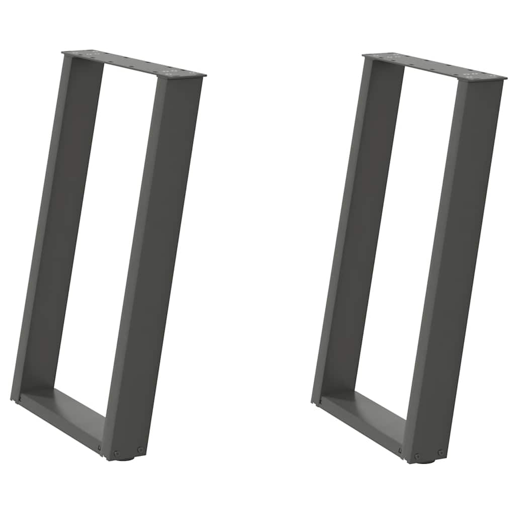 2 db antracitszürke, U alakú acél étkezőasztal láb 50 x (72-73) cm