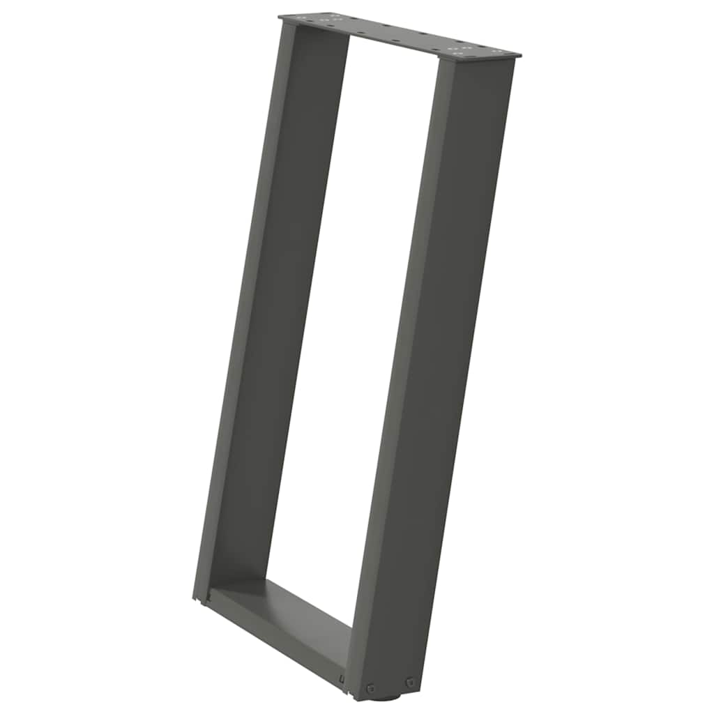 2 db antracitszürke, U alakú acél étkezőasztal láb 50 x (72-73) cm