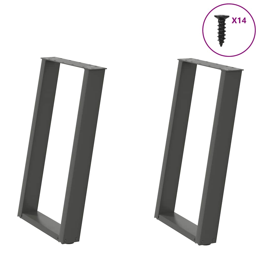 2 db antracitszürke, U alakú étkezőasztal láb 60 x (72-73) cm acél