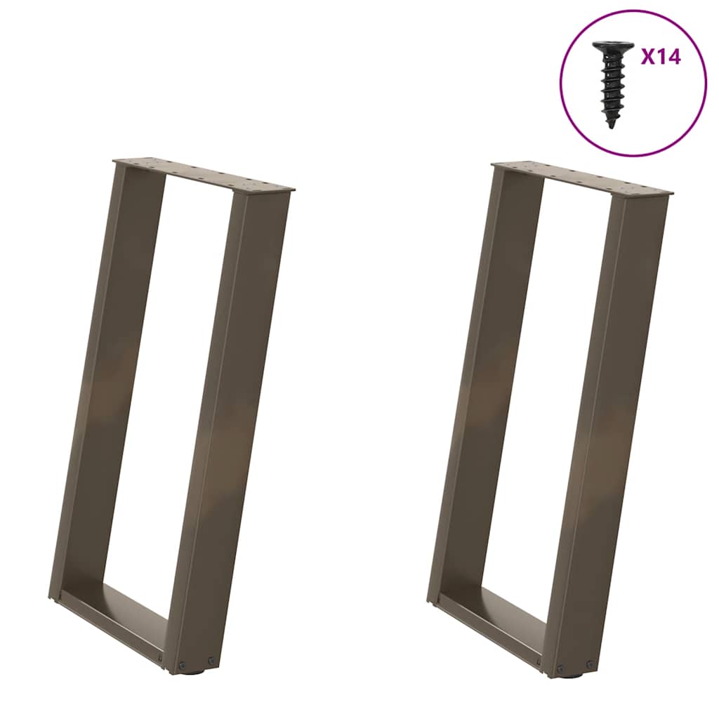 2 db U alakú étkezőasztal láb natúr acélból 60 x (72-73) cm