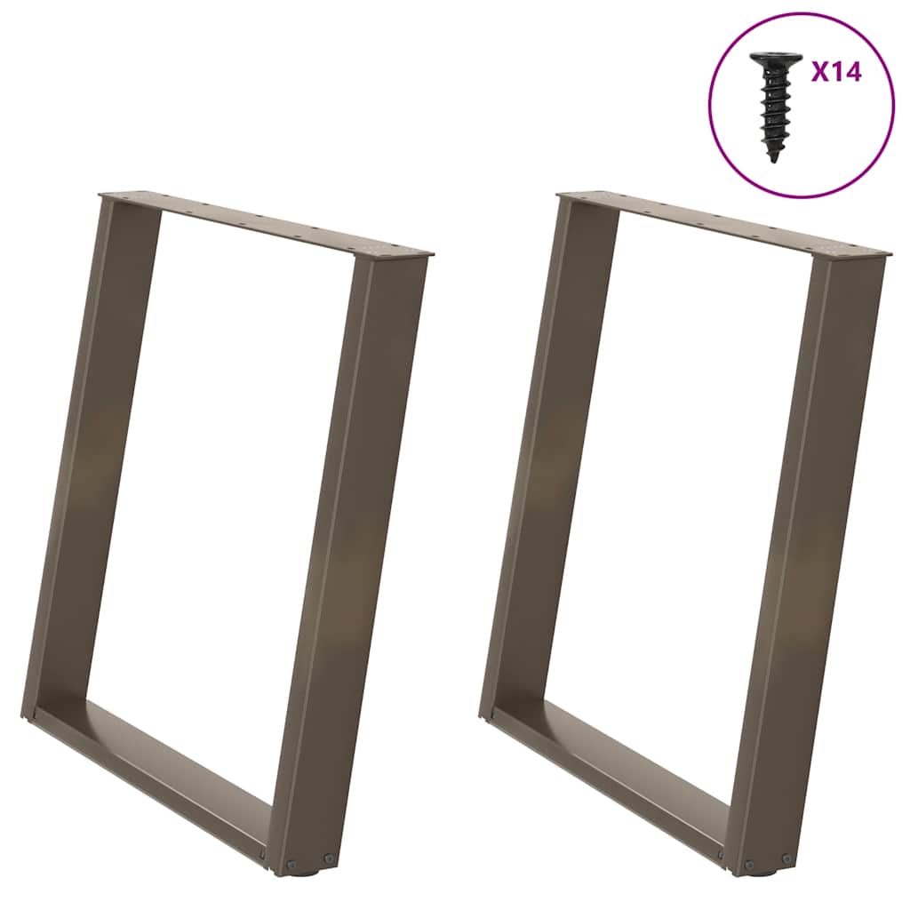 2 db U alakú étkezőasztal láb natúr acélból 70 x (72-73) cm