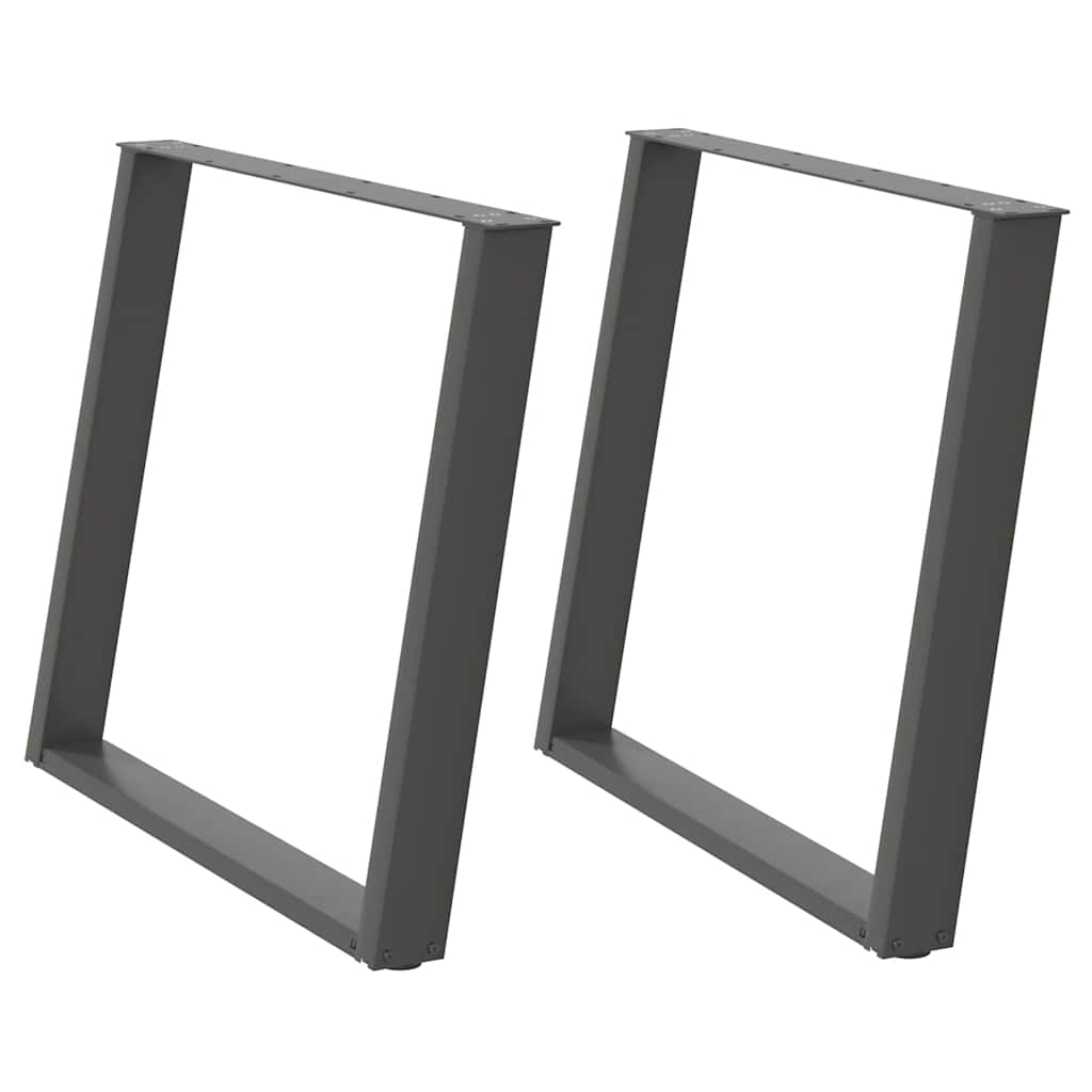2 db antracitszürke, U alakú étkezőasztal láb 100 x (72-73) cm acél