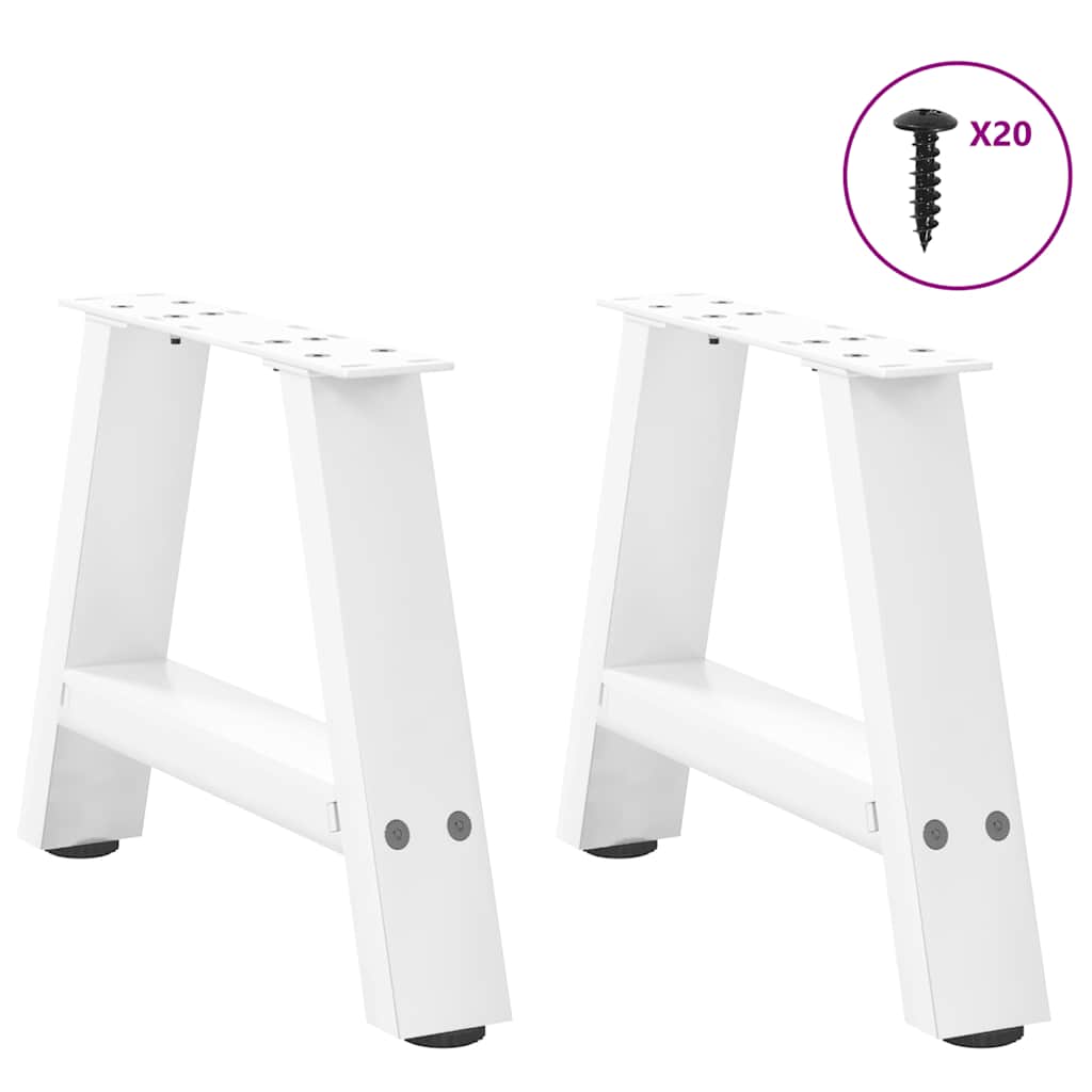 2 db A-alakú fehér dohányzóasztal láb 40 x (30-31) cm acél