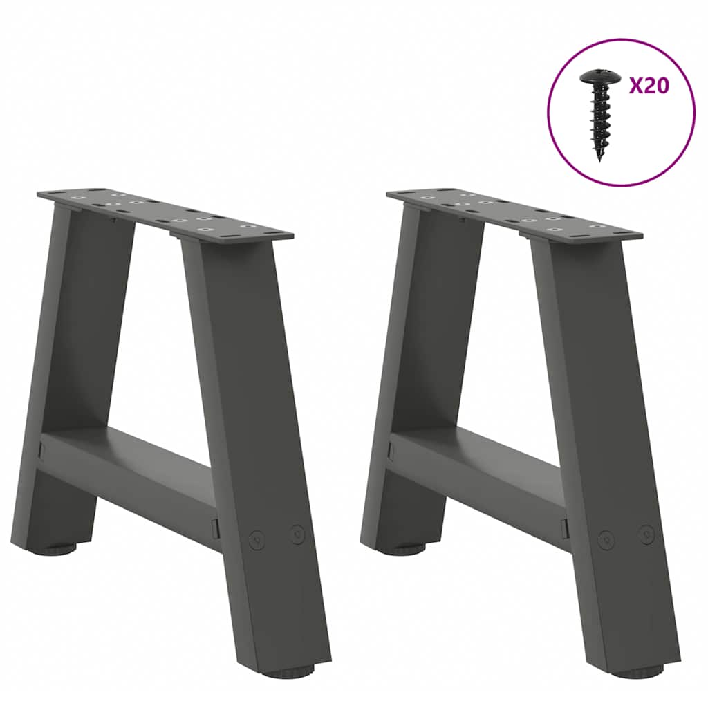 2 db antracitszürke A-alakú acél dohányzóasztal láb 40x(30-31) cm