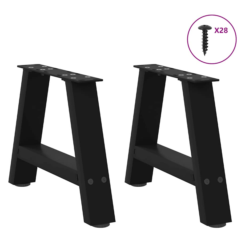 2 db fekete, A-alakú acél dohányzóasztal láb 50 x (30-31) cm
