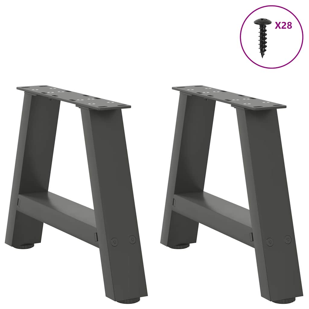 2 db antracitszürke A-alakú acél dohányzóasztal láb 50x(30-31) cm