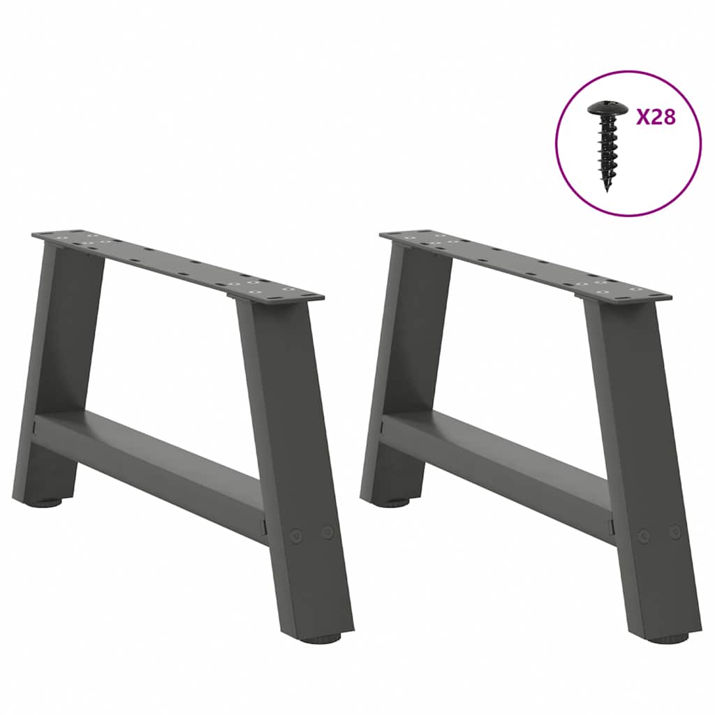 2 db antracitszürke A-alakú acél dohányzóasztal láb 70x(30-31) cm