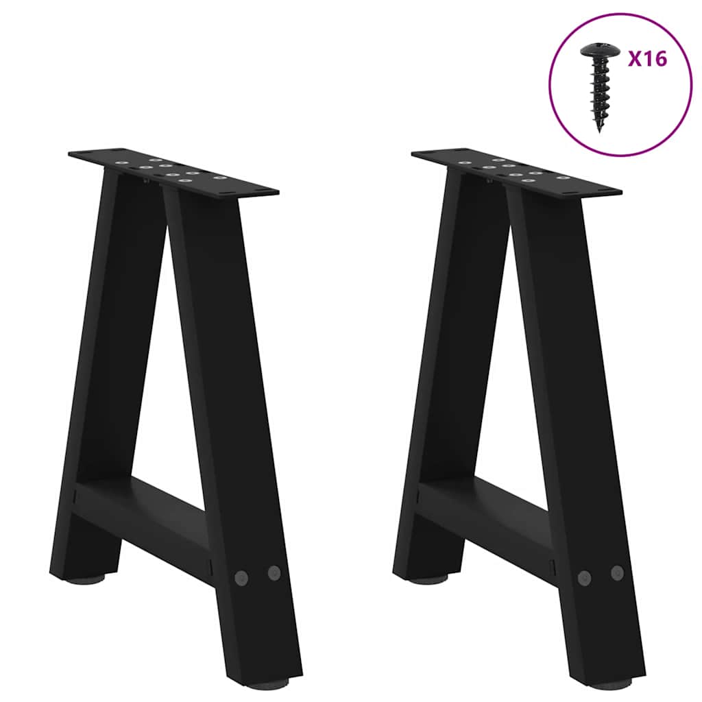 2 db fekete, A-alakú acél dohányzóasztal láb 38 x (42-43) cm