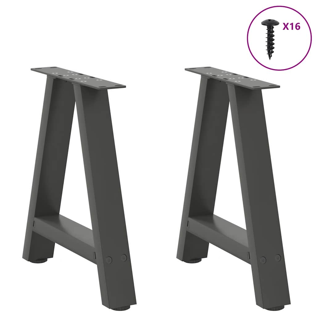 2 db antracitszürke A-alakú acél dohányzóasztal láb 38x(42-43) cm