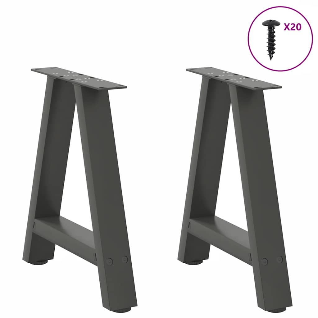 2 db antracitszürke A-alakú acél dohányzóasztal láb 50x(42-43) cm