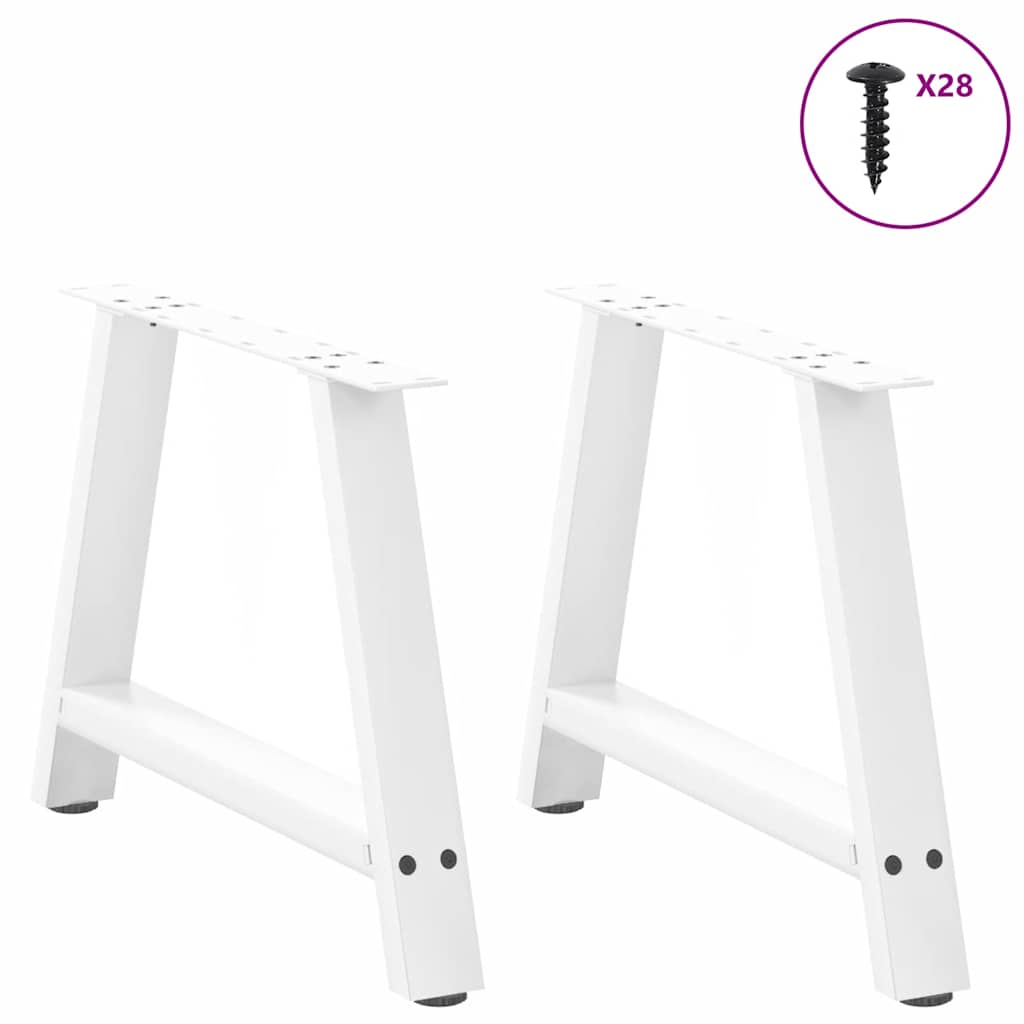 2 db A-alakú dohányzóasztal láb fehér 70 x (42-43) cm acél dohányzóasztal láb