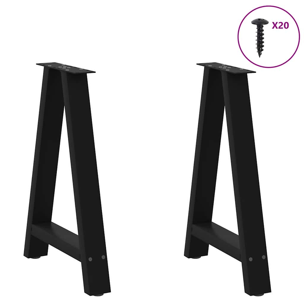2 db fekete A-alakú acél étkezőasztal láb 50 x (72-73) cm