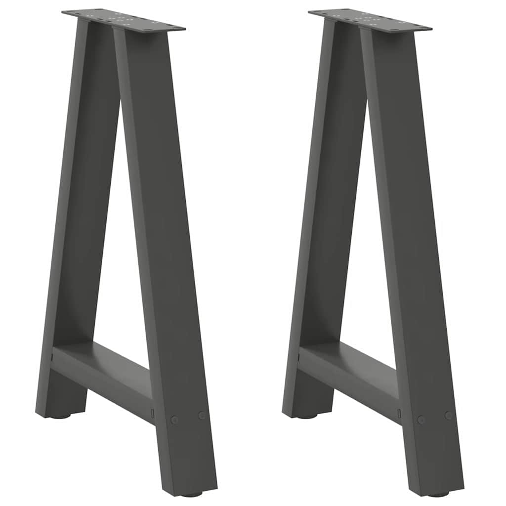 2 db antracitszürke A-alakú acél étkezőasztal láb 50x(72-73) cm