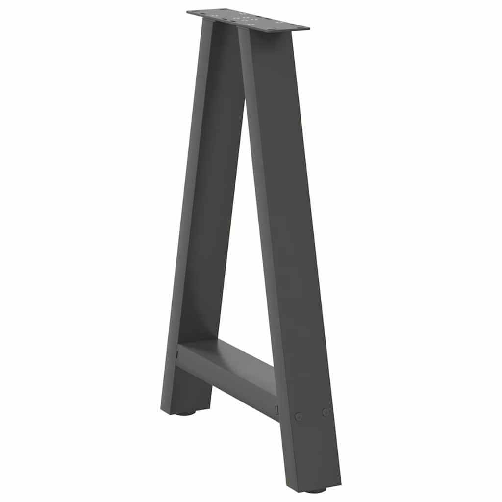 2 db antracitszürke A-alakú acél étkezőasztal láb 50x(72-73) cm