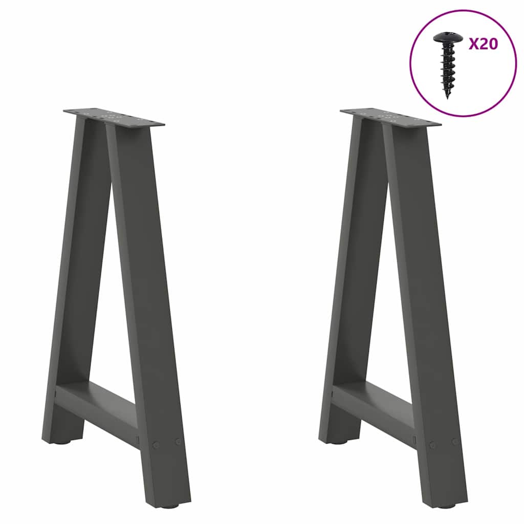 2 db antracitszürke A-alakú étkezőasztal láb 60x(72-73) cm acél étkezőasztal láb