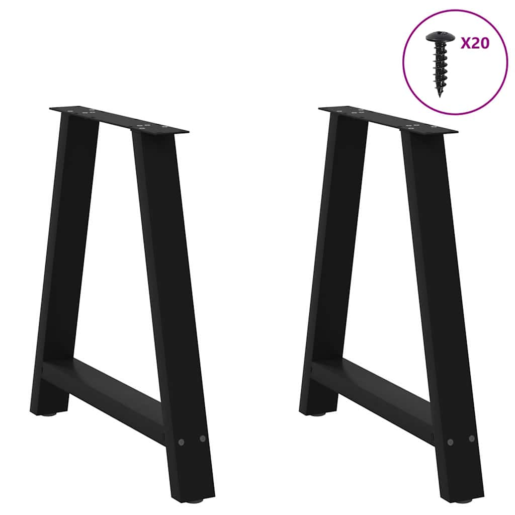 2 db A-alakú étkezőasztal láb fekete 70 x (72-73) cm acél étkezőasztal láb