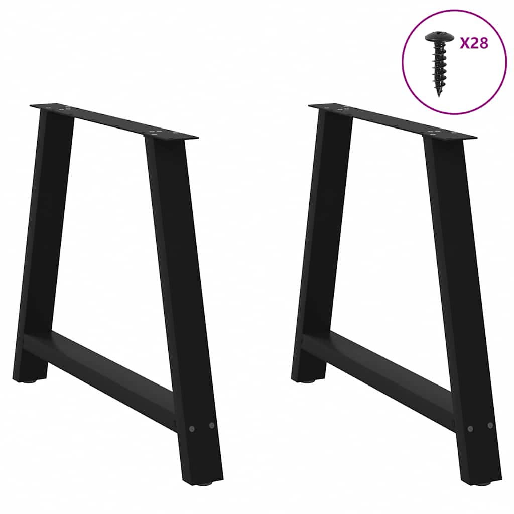 2 db A-alakú étkezőasztal láb fekete 90 x (72-73) cm acél étkezőasztal láb