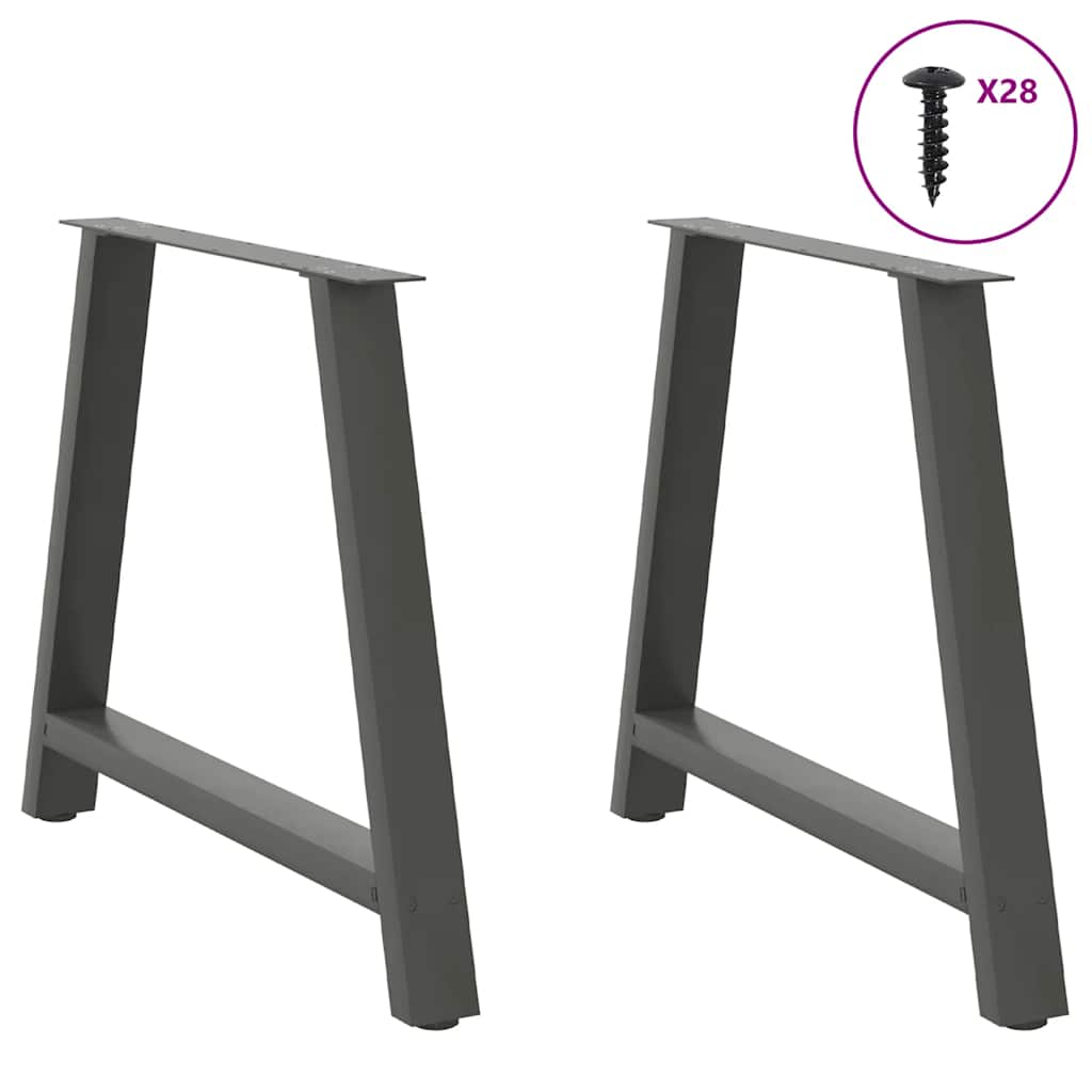 2 db antracitszürke A-alakú étkezőasztal láb 90 x (72-73) cm acél étkezőasztal láb