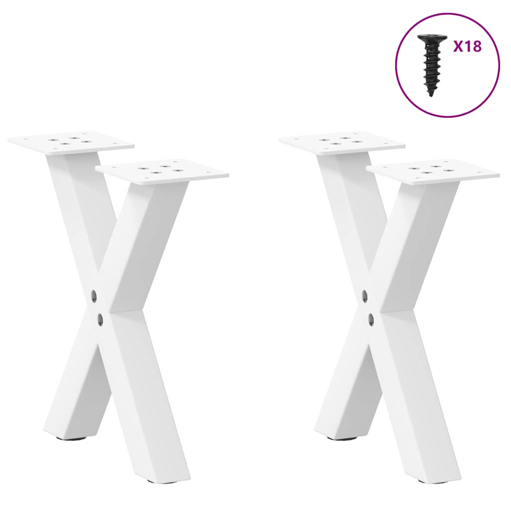 2 db fehér, X alakú acél dohányzóasztal láb 30 x (30-31) cm