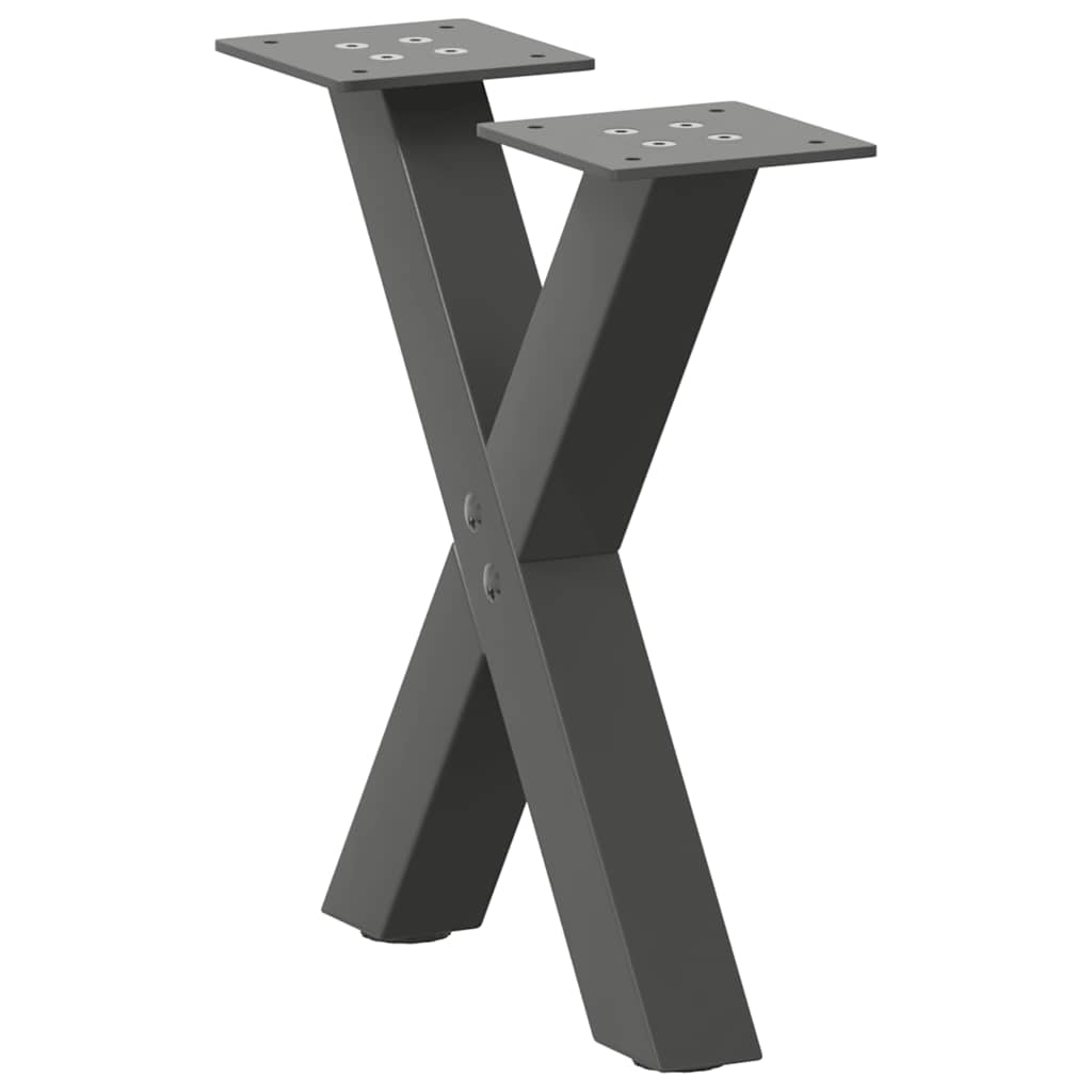 2 db antracitszürke X alakú acél dohányzóasztal láb 30x(30-31) cm
