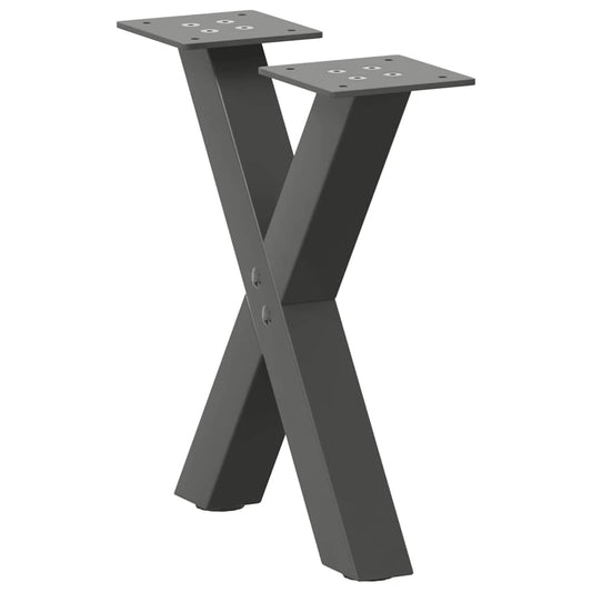 2 db antracitszürke X alakú acél dohányzóasztal láb 30x(30-31) cm