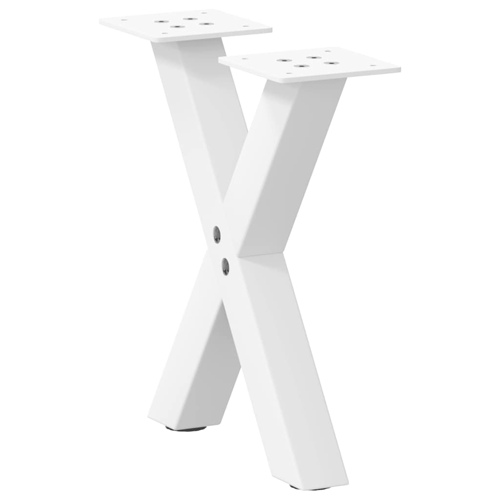 2 db fehér, X alakú acél dohányzóasztal láb 37 x (30-31) cm