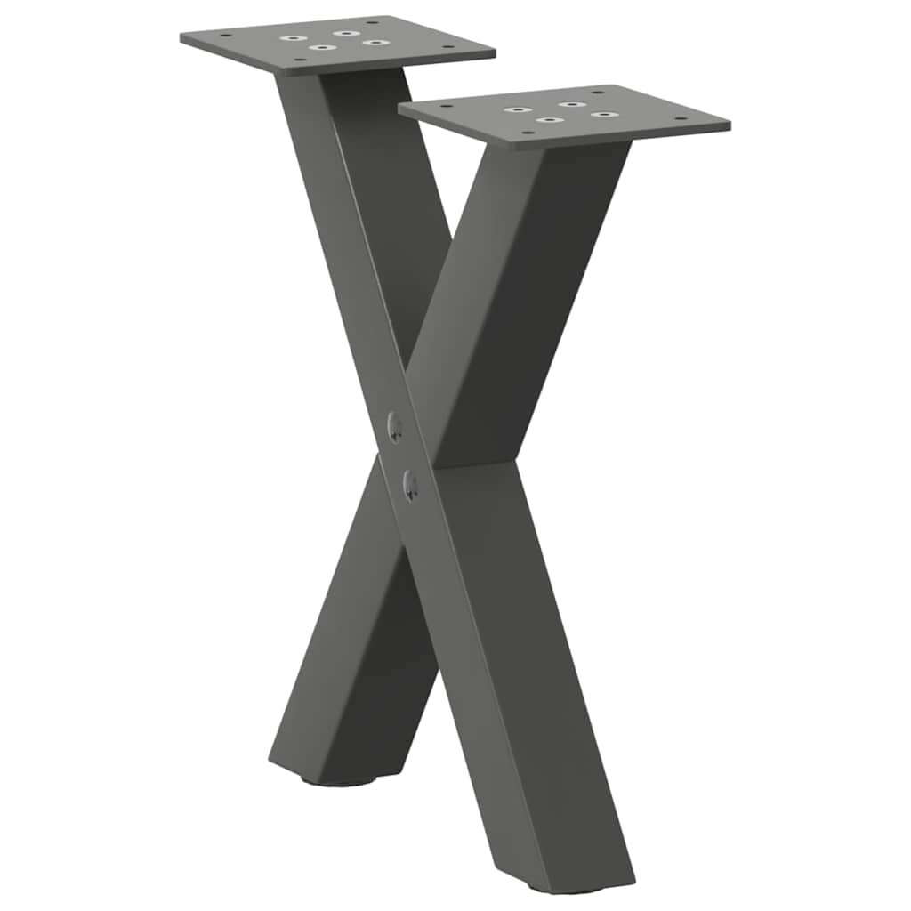 2 db antracitszürke X-alakú acél dohányzóasztal láb 37x(30-31) cm