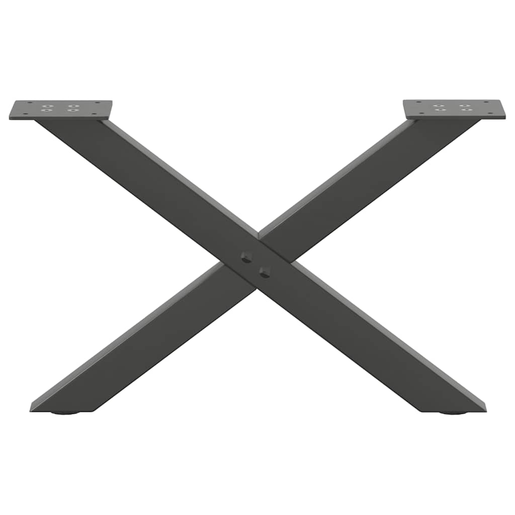 2 db antracitszürke X-alakú acél dohányzóasztal láb 50x(30-31) cm