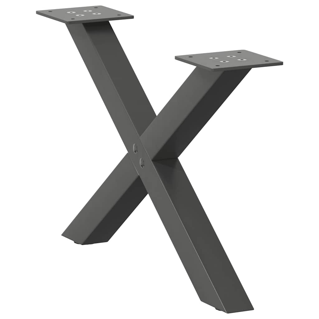 2 db antracitszürke X-alakú acél dohányzóasztal láb 50x(30-31) cm